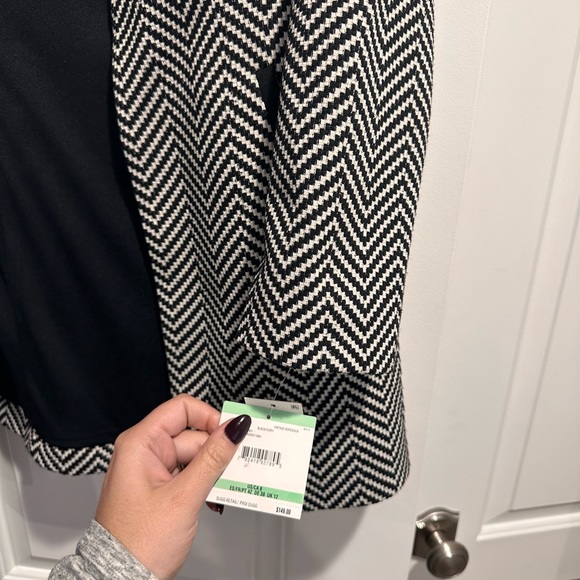 Kasper Blazer Vintage Bordeaux Black Ivory Chevron Sz 8 NWT MSRP $149 - Picture 4 of 6